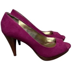 Style & Co Fuchsia Suede Peep Toe Heel/ Pumps | Size: 9.5